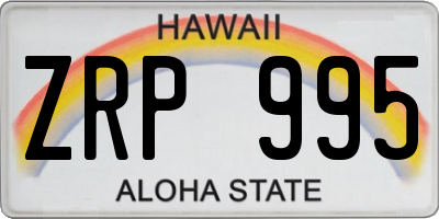 HI license plate ZRP995
