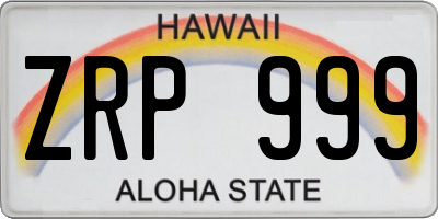 HI license plate ZRP999