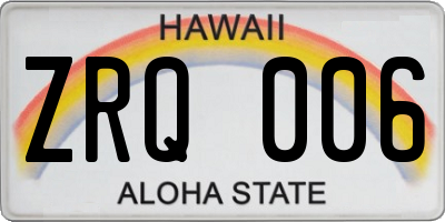 HI license plate ZRQ006