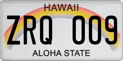 HI license plate ZRQ009