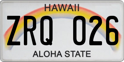 HI license plate ZRQ026