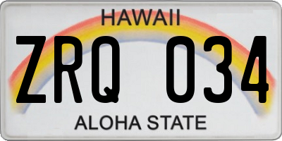 HI license plate ZRQ034