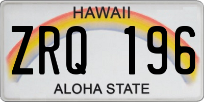 HI license plate ZRQ196