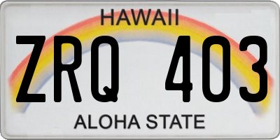 HI license plate ZRQ403