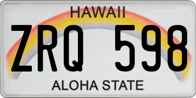 HI license plate ZRQ598