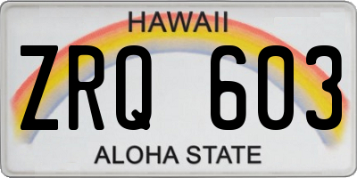 HI license plate ZRQ603