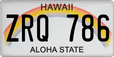 HI license plate ZRQ786