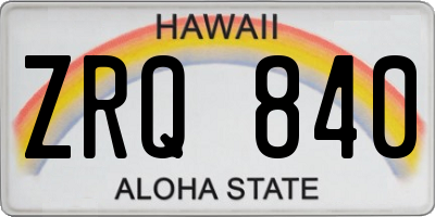 HI license plate ZRQ840