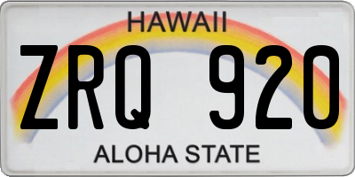 HI license plate ZRQ920