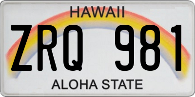 HI license plate ZRQ981