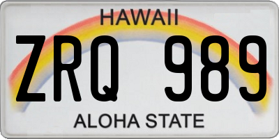 HI license plate ZRQ989