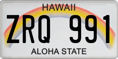 HI license plate ZRQ991