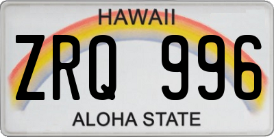 HI license plate ZRQ996