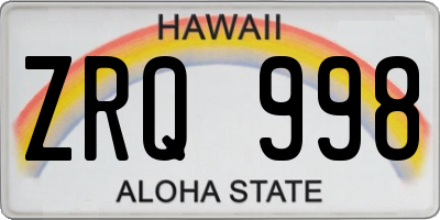 HI license plate ZRQ998