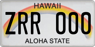 HI license plate ZRR000