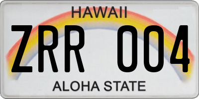 HI license plate ZRR004