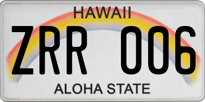 HI license plate ZRR006