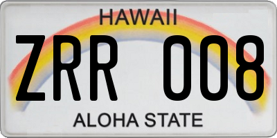 HI license plate ZRR008