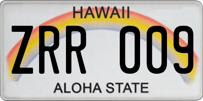 HI license plate ZRR009