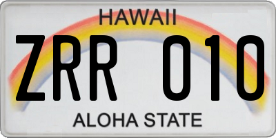 HI license plate ZRR010