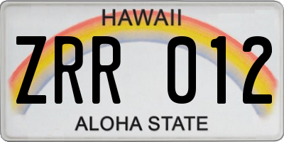 HI license plate ZRR012
