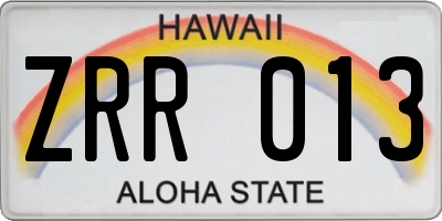 HI license plate ZRR013