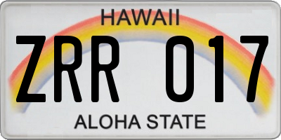 HI license plate ZRR017