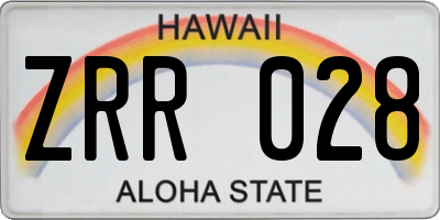 HI license plate ZRR028