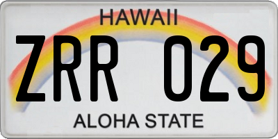 HI license plate ZRR029