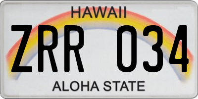 HI license plate ZRR034