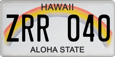 HI license plate ZRR040