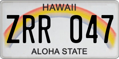 HI license plate ZRR047