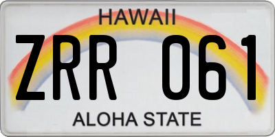 HI license plate ZRR061