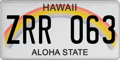 HI license plate ZRR063