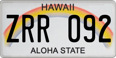 HI license plate ZRR092