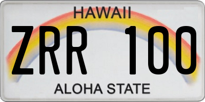 HI license plate ZRR100