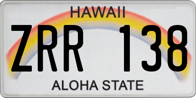 HI license plate ZRR138