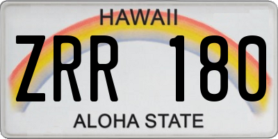 HI license plate ZRR180