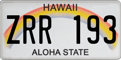 HI license plate ZRR193