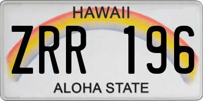 HI license plate ZRR196