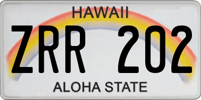 HI license plate ZRR202