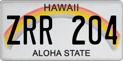 HI license plate ZRR204