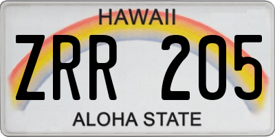 HI license plate ZRR205