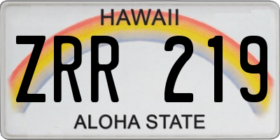 HI license plate ZRR219
