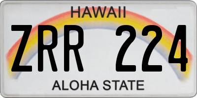 HI license plate ZRR224