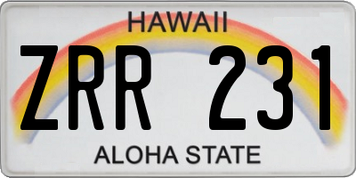 HI license plate ZRR231