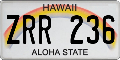 HI license plate ZRR236