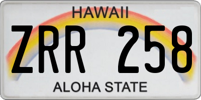 HI license plate ZRR258