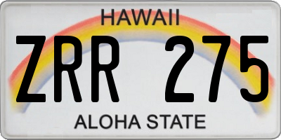 HI license plate ZRR275