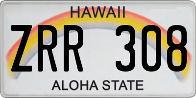 HI license plate ZRR308